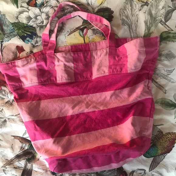 Victoria's Secret Handbags - Victoria’s Secret canvas TOTE. Classic pink stripe